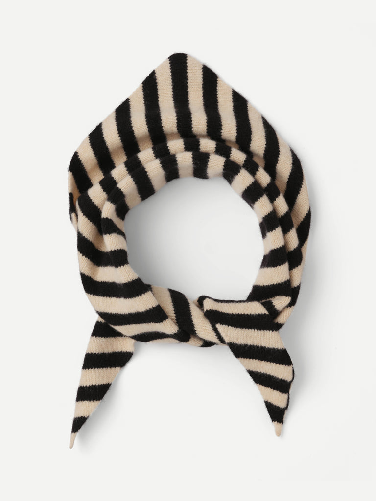 STRIPE TRIANGLE NECKERCHIEF BLACK & OATMEAL