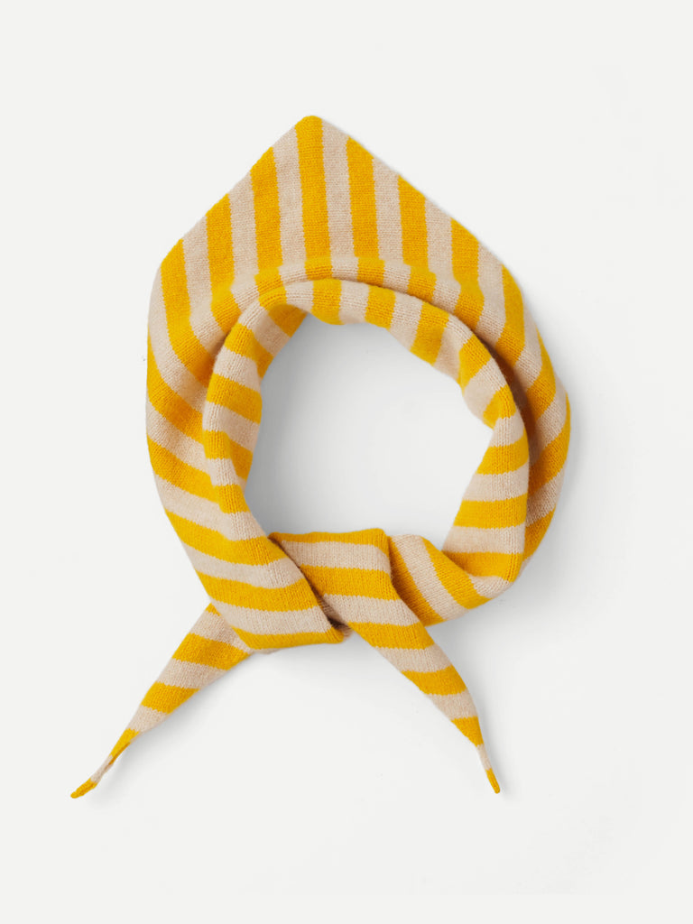 Yellow & white striped knit headscarf