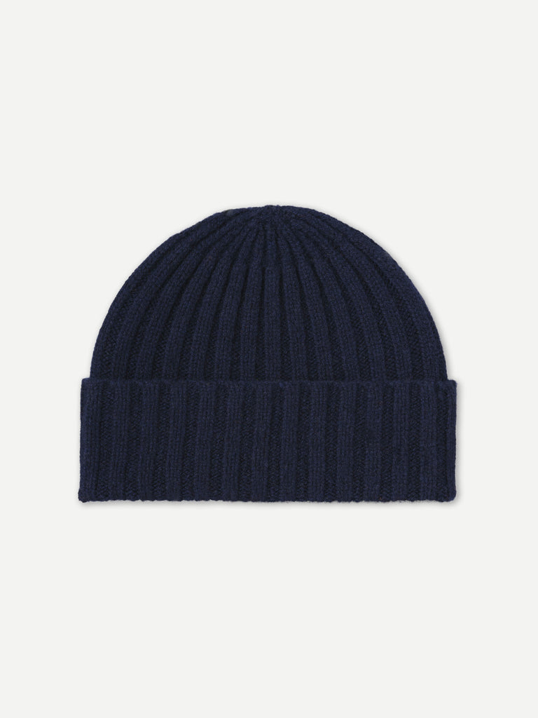 PLAIN RIBBED HAT NERO NAVY