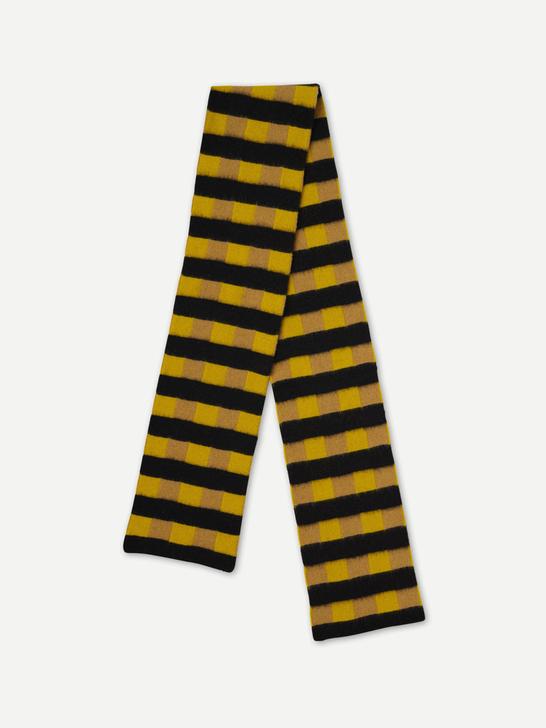 BRUSHED CHECK & STRIPE SCARF TURMERIC & BULLION