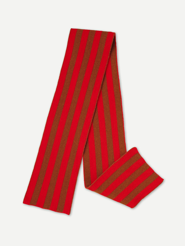 BRUSHED VERTICAL STRIPE SCARF POPPY & CUMIN