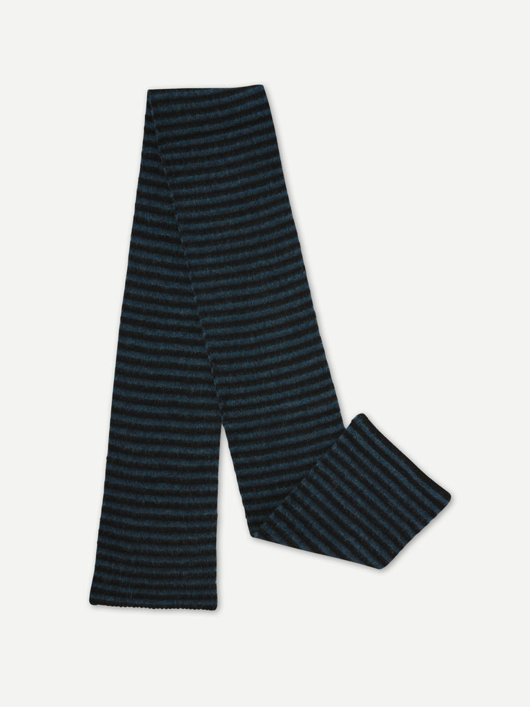 BRUSHED NARROW STRIPE SCARF BLACK & LUGANO