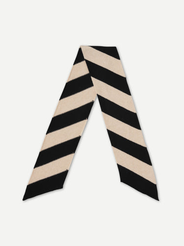 SMALL DIAGONAL STRIPE SCARF BLACK & OATMEAL