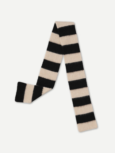 SMALL BRUSHED STRIPE SCARF BLACK & OATMEAL